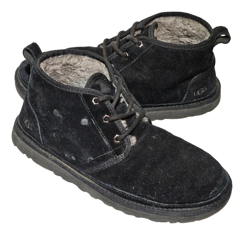 UGG Neumel Suede Chukka Boots Mens Size 10 Black Shoes 3236 Lace Up